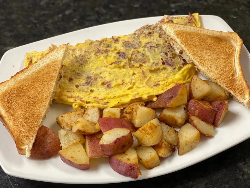 Irish Omelet - Hearty omelet with corned beef and vegetables