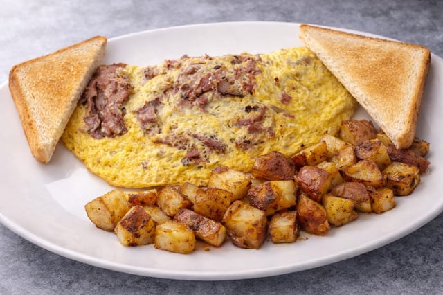 Pastrami and Swiss Omelet.