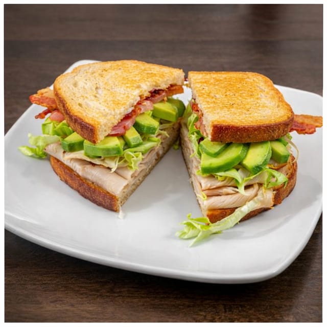 Avocado Turkey BLT Cold Sandwich.